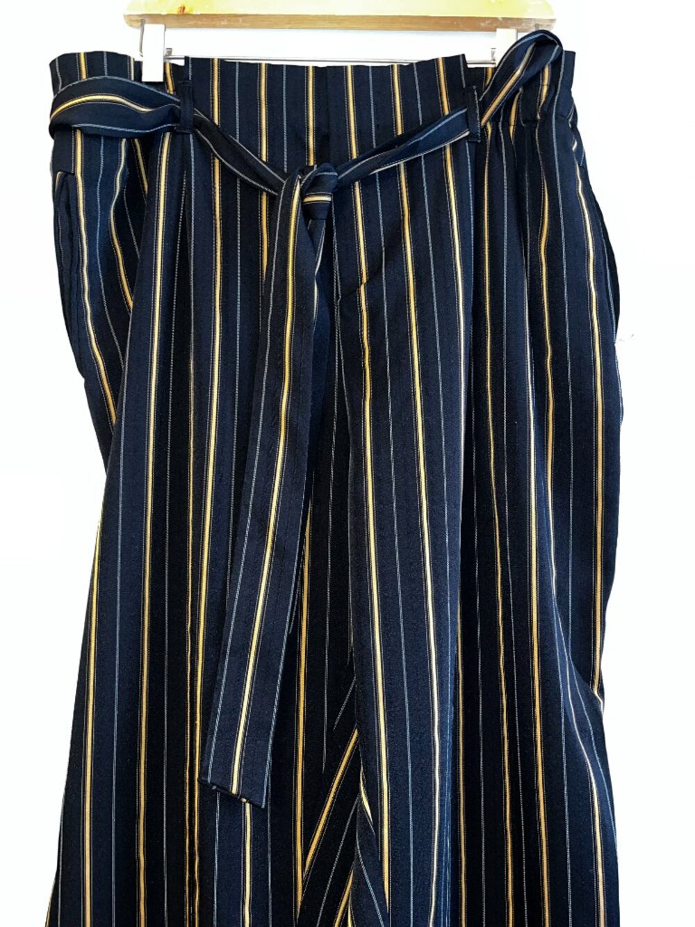 Paper Bag Pin Striped High Waisted Trousers | Charlotte Russe